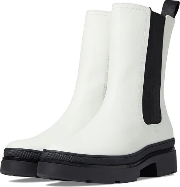 Chloe FR40182-WHIT Chelsea Boots Women's US 7 White Leather Pull On KHD362