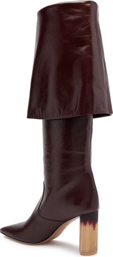 Chloe Georgia 90 Glossed Leather Knee-high Boots - Image 2