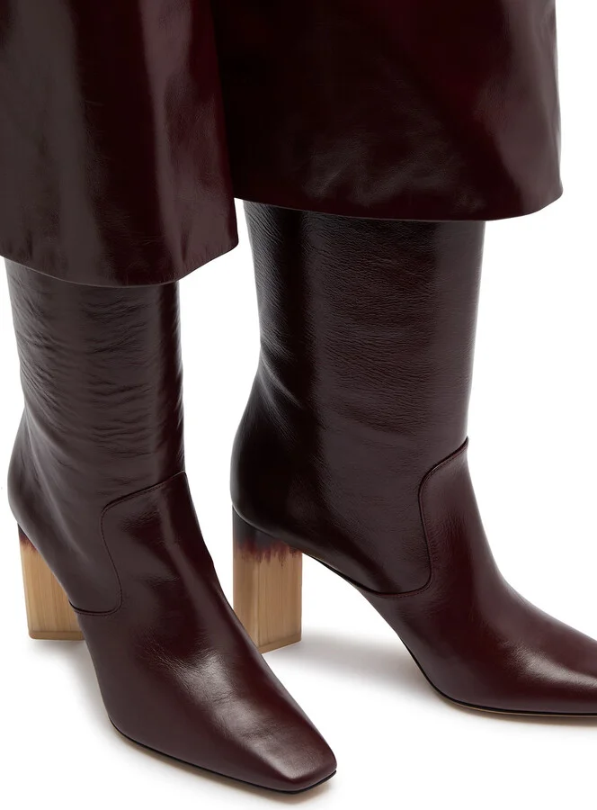 Chloe Georgia 90 Glossed Leather Knee-high Boots - Image 3