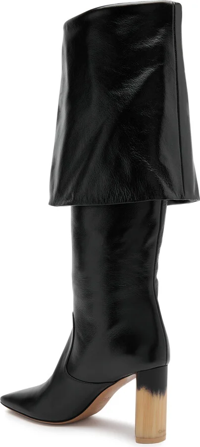 Chloe Georgia 90 Glossed Leather Knee-high Boots - Image 7