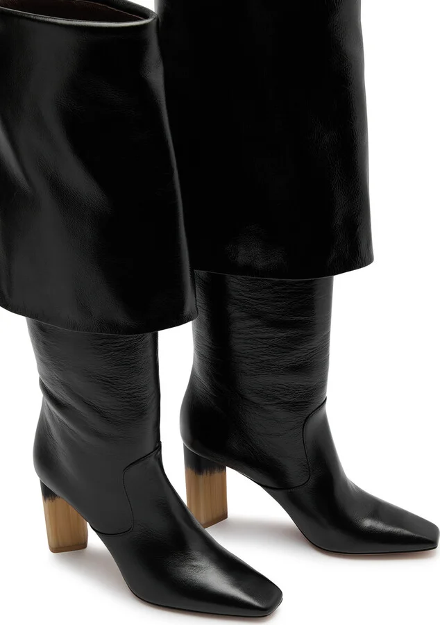Chloe Georgia 90 Glossed Leather Knee-high Boots - Image 8