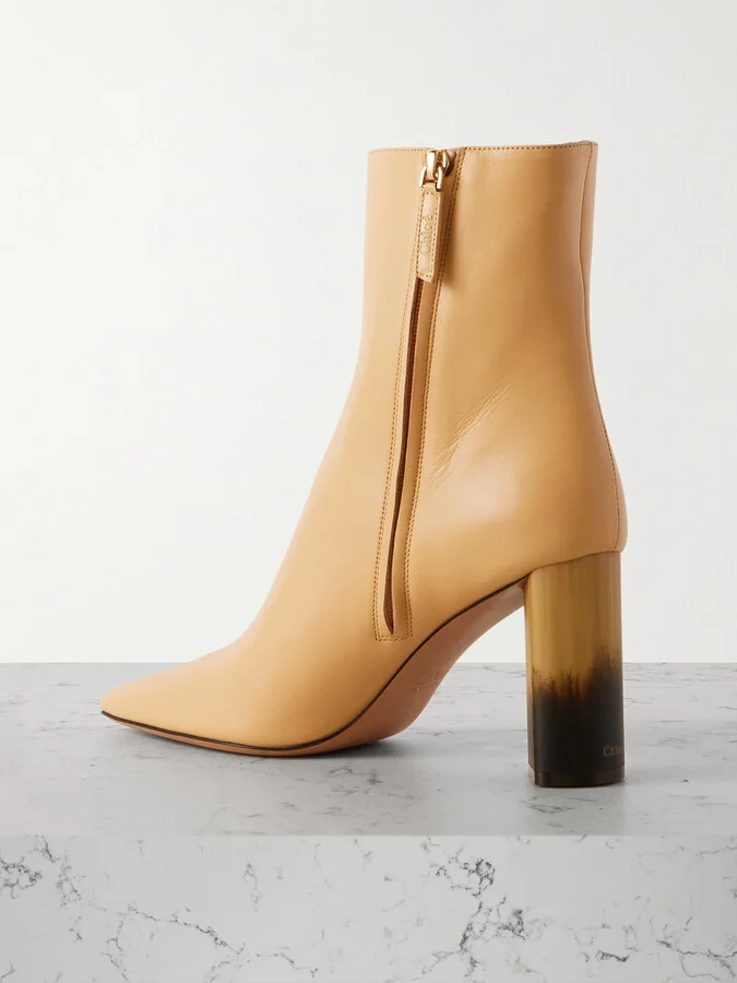 Chloé - Georgia Leather Ankle Boots - Neutrals - Image 3