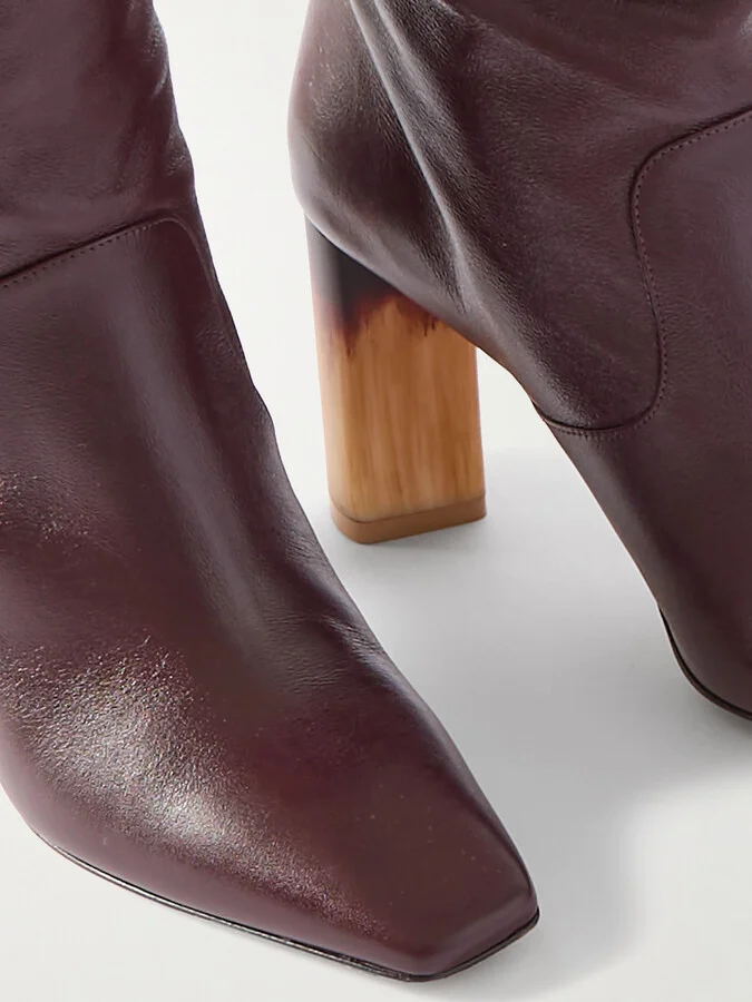 Chloé - Georgia Leather Knee Boots - Burgundy - Image 4