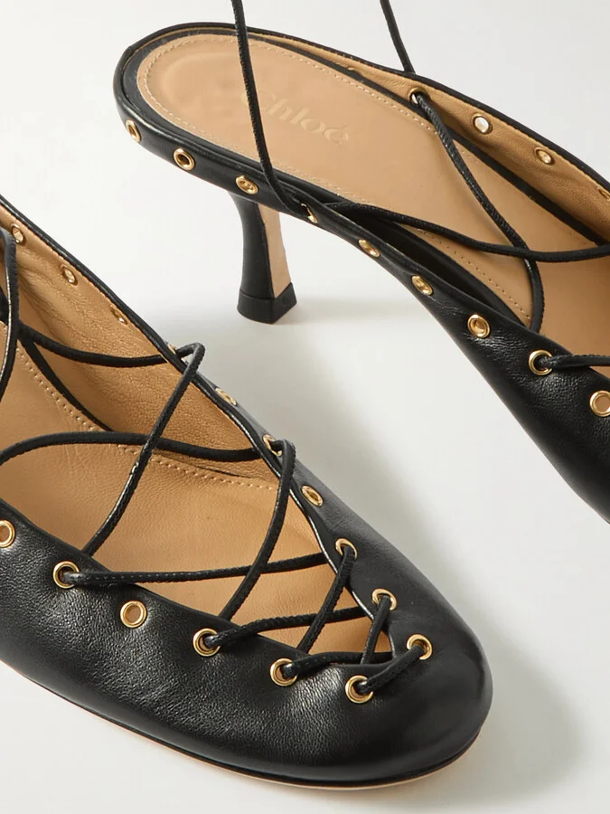 Chloé - Ghilies Lace-up Leather Pumps - Black - Image 4