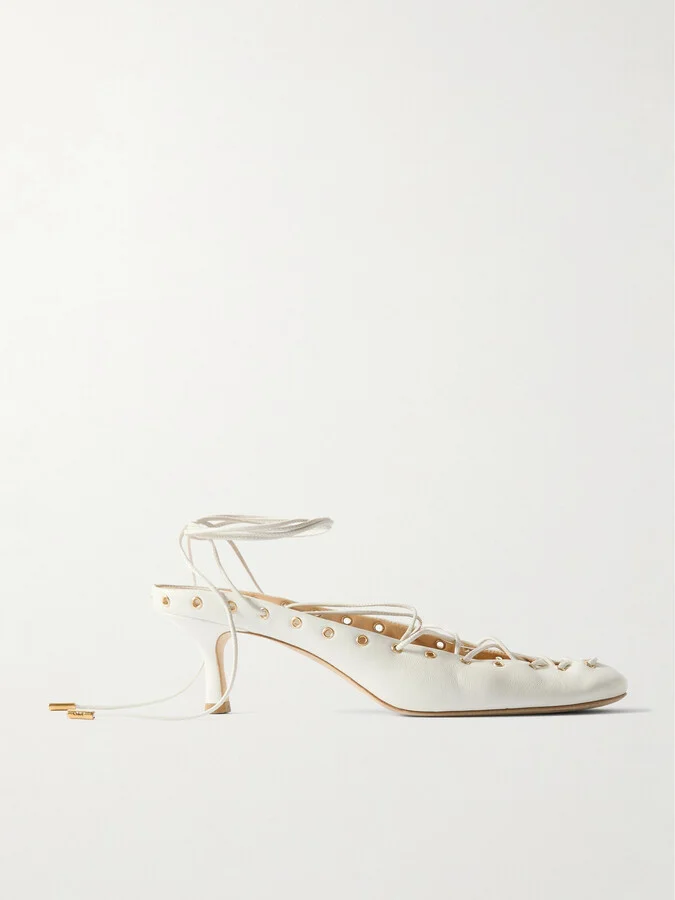 Chloé - Ghilies Lace-up Leather Pumps - White