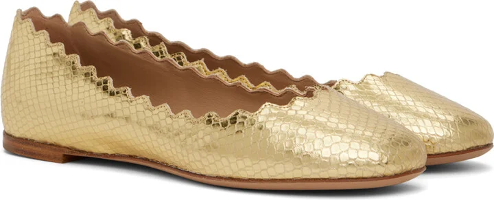Chloé Gold Lauren Ballerina Flats - Image 4