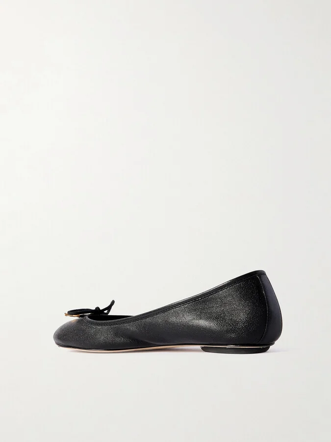 Chloé - Iris Embellished Leather Ballet Flats - Black - Image 3