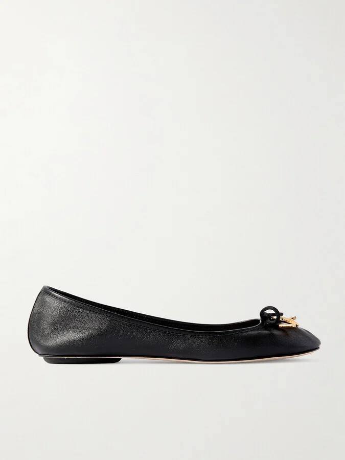 Chloé - Iris Embellished Leather Ballet Flats - Black