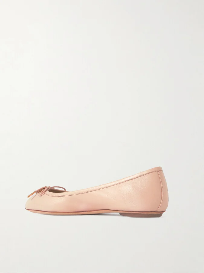 Chloé - Iris Embellished Leather Ballet Flats - Neutrals - Image 3