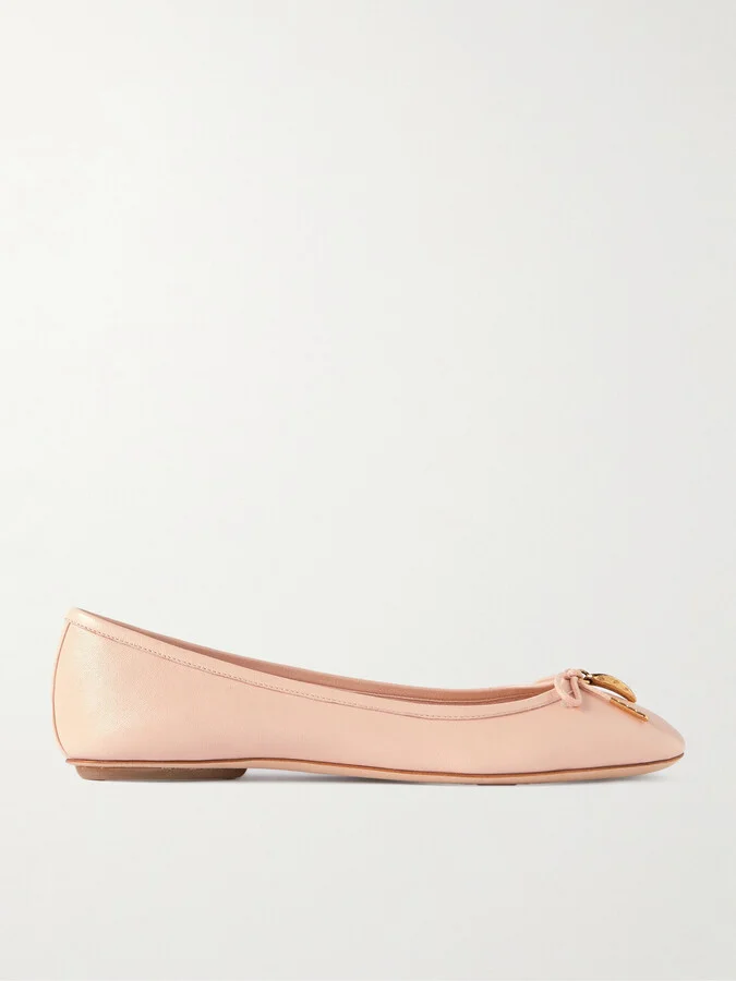 Chloé - Iris Embellished Leather Ballet Flats - Neutrals
