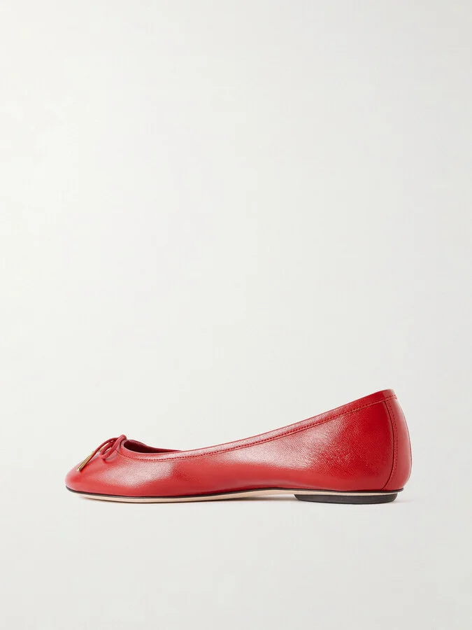 Chloé - Iris Embellished Leather Ballet Flats - Red - Image 3