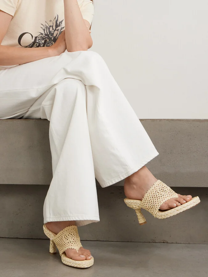 Chloé - Isla Crocheted Raffia Mules - Neutrals - Image 2