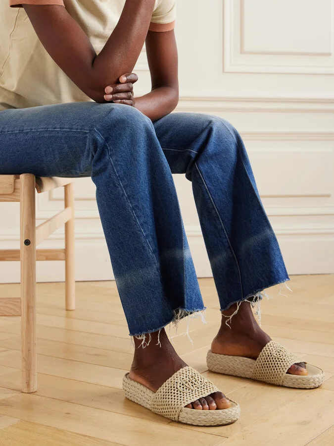 Chloé - Isla Crocheted Raffia Slides - Neutrals - Image 2