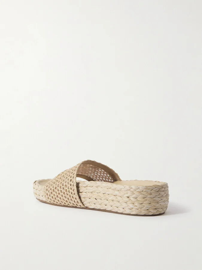Chloé - Isla Crocheted Raffia Slides - Neutrals - Image 3