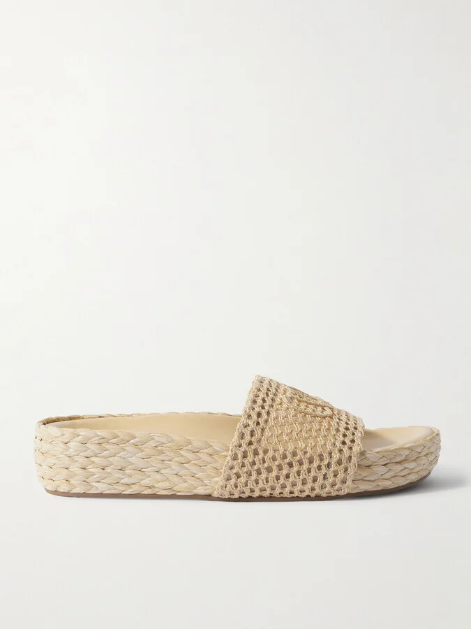 Chloé - Isla Crocheted Raffia Slides - Neutrals