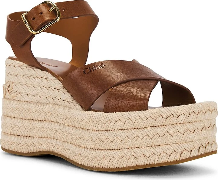 Chloe Isla Wedge Sandal in Brown - Image 2