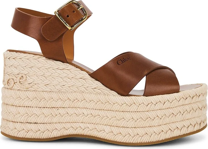 Chloe Isla Wedge Sandal in Brown