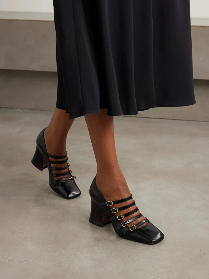 Chloé - Janis Buckled Glossed-leather Mary Jane Pumps - Black - Image 2