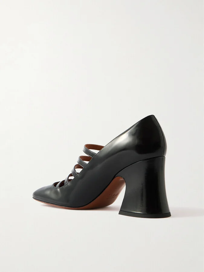 Chloé - Janis Buckled Glossed-leather Mary Jane Pumps - Black - Image 3
