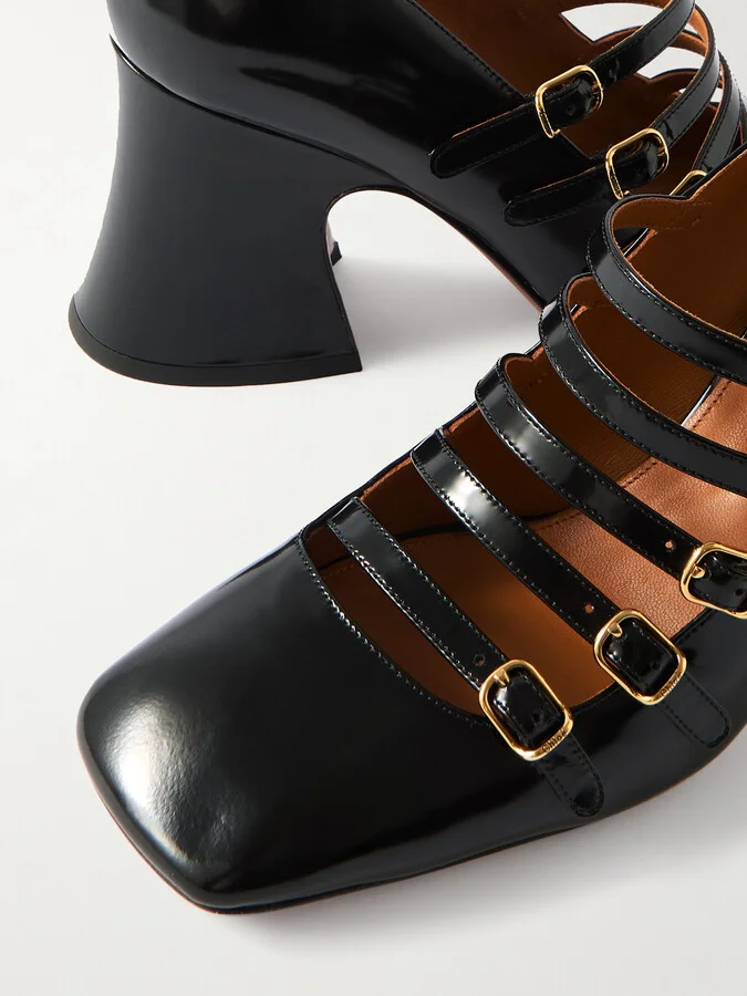 Chloé - Janis Buckled Glossed-leather Mary Jane Pumps - Black - Image 4