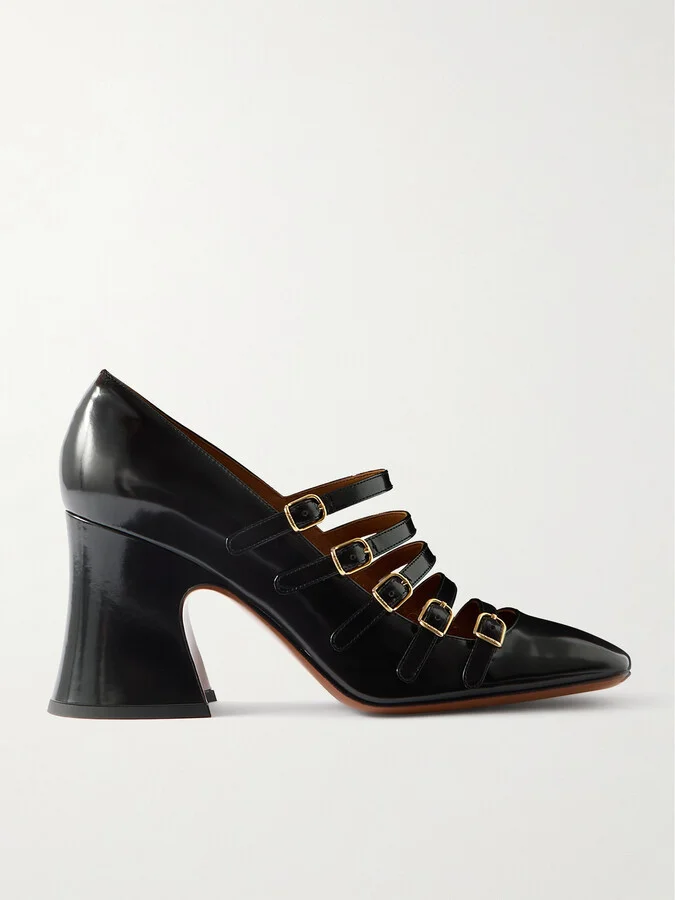 Chloé - Janis Buckled Glossed-leather Mary Jane Pumps - Black