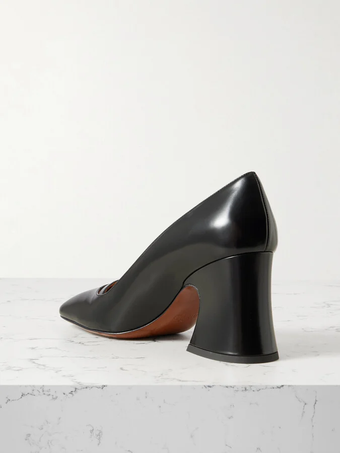 Chloé - Janis Buckled Glossed-leather Pumps - Black - Image 3