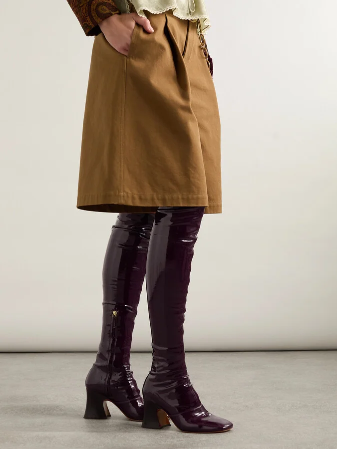 Chloé - Janis Glossed Over-the-knee Boots - Burgundy - Image 2