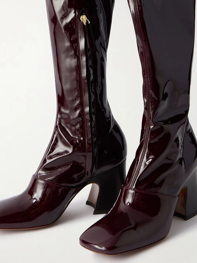 Chloé - Janis Glossed Over-the-knee Boots - Burgundy - Image 4