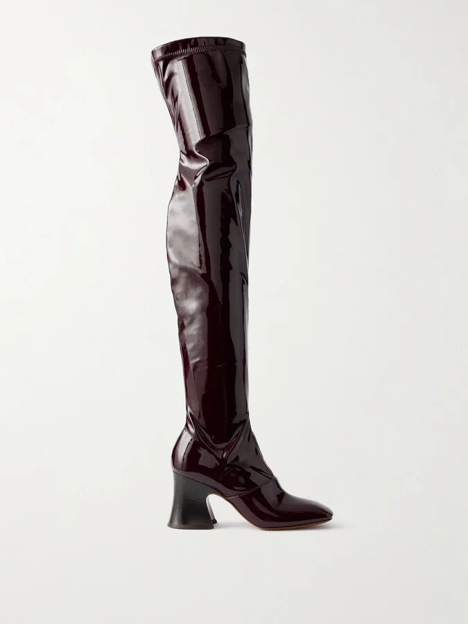 Chloé - Janis Glossed Over-the-knee Boots - Burgundy