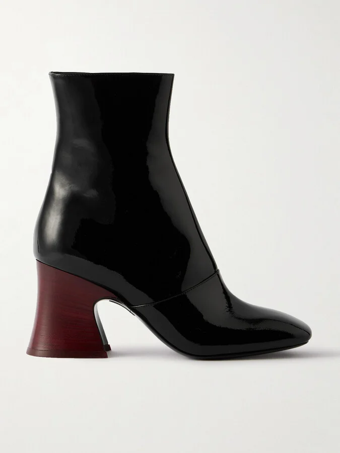 Chloé - Janis Patent-leather Ankle Boots - Black