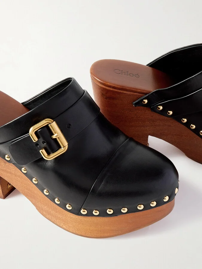 Chloé - Jeanette Studded Platform Clogs - Black - Image 5