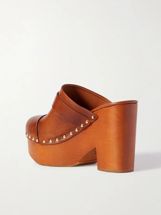 Chloé - Jeanette Studded Platform Clogs - Brown - Image 3