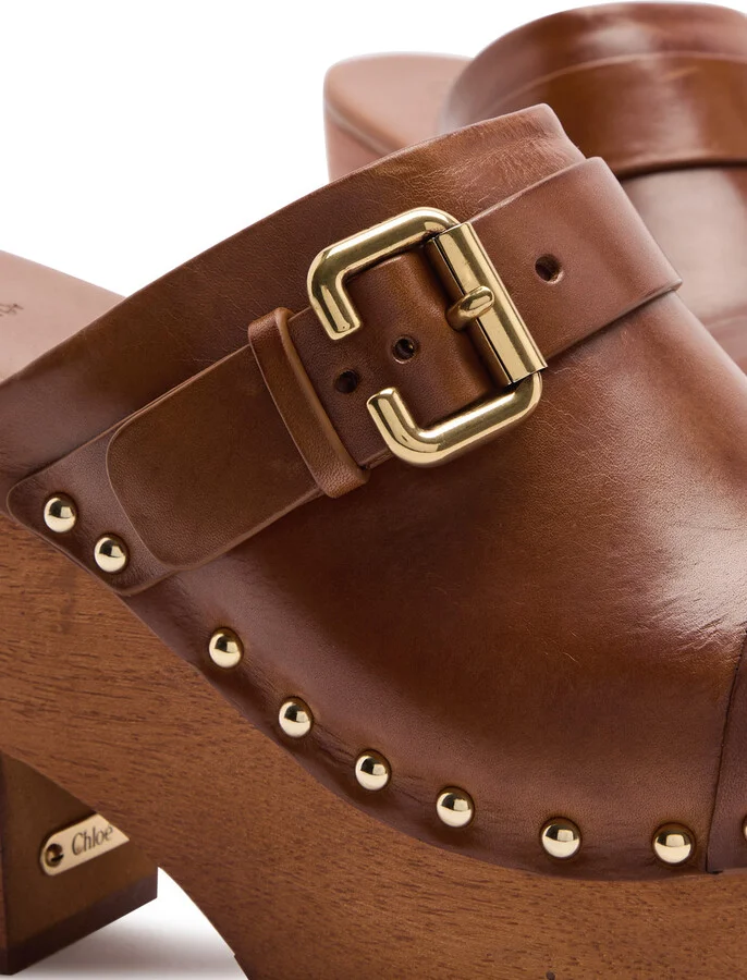 Chloe Jeannette 115 Leather Platform Clogs - Image 3