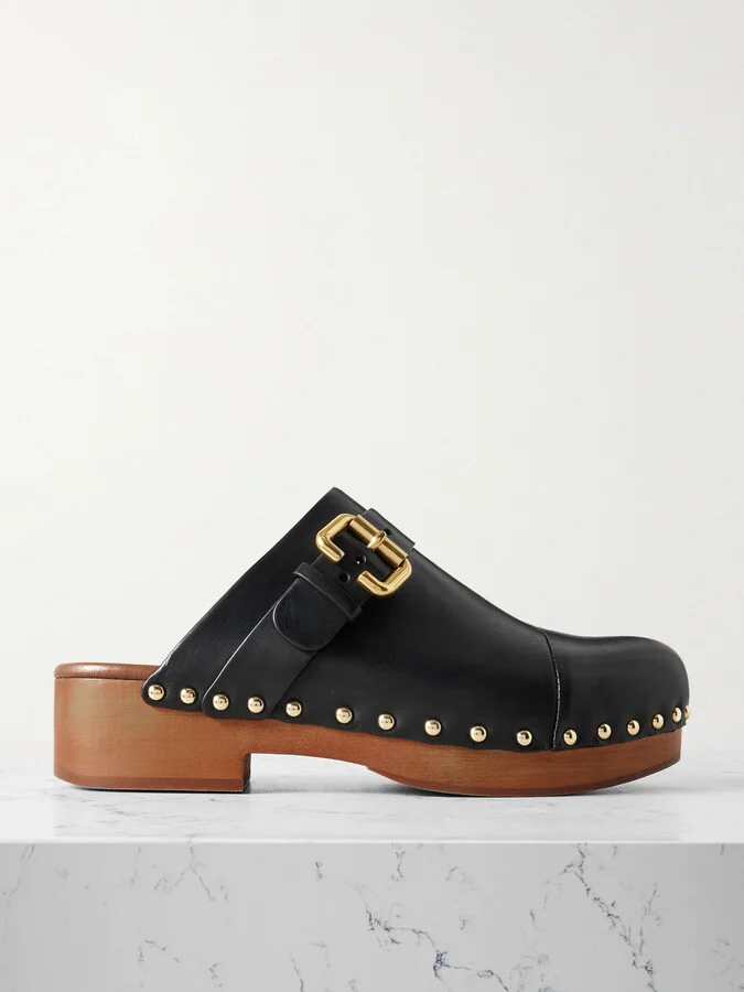 Chloé - Jeannette Embellished Leather Clogs - Black