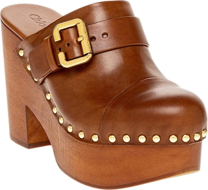 Chloé Jeannette Leather Wedge Clog