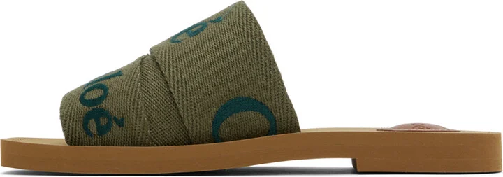 Chloé Khaki Woody Sandals - Image 3