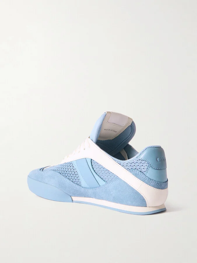 Chloé - Kick Suede And Leather-trimmed Mesh Sneakers - Blue - Image 3