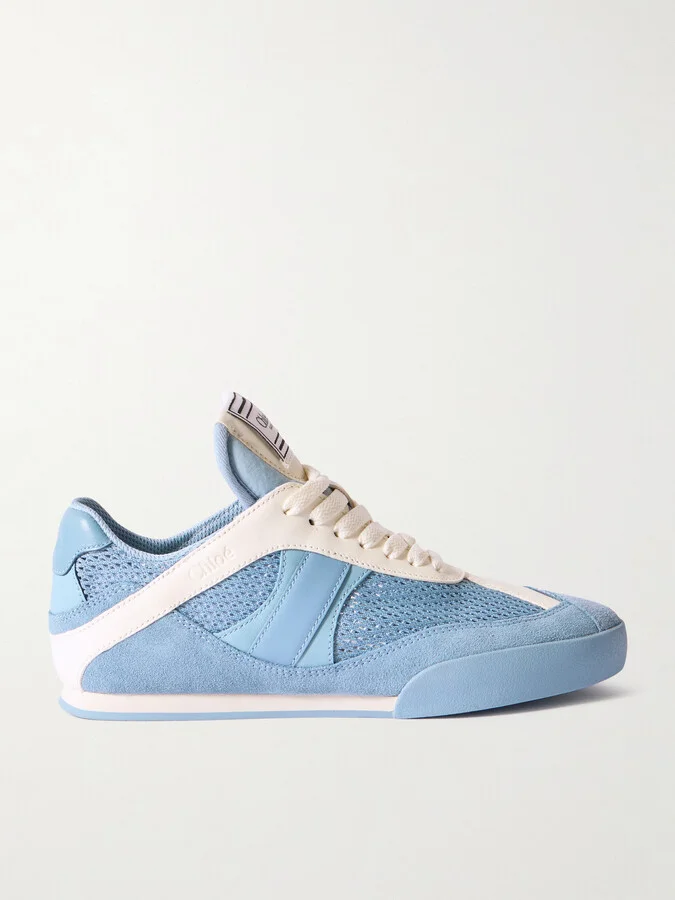 Chloé - Kick Suede And Leather-trimmed Mesh Sneakers - Blue
