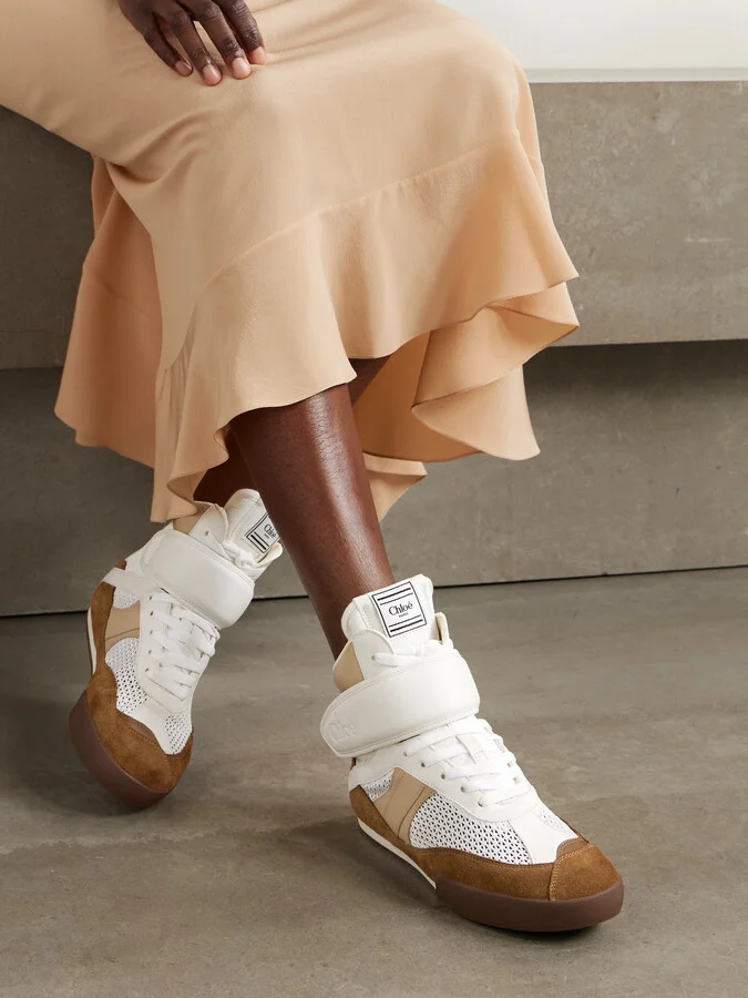 Chloé - Kick Suede, Mesh And Leather High-top Sneakers - Brown - Image 2