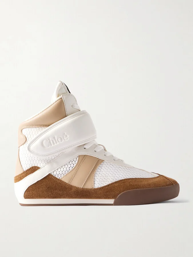 Chloé - Kick Suede, Mesh And Leather High-top Sneakers - Brown