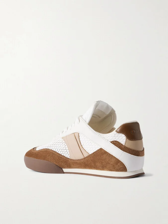 Chloé - Kick Suede, Mesh And Leather Sneakers - Brown - Image 3