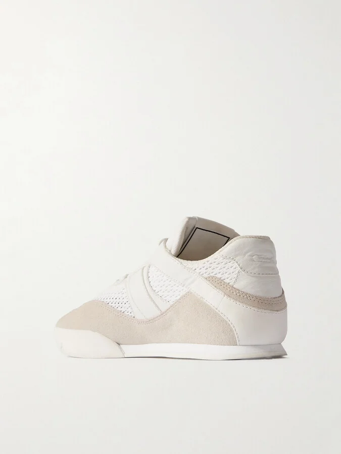 Chloé - Kick Suede, Mesh And Leather Sneakers - Cream - Image 3
