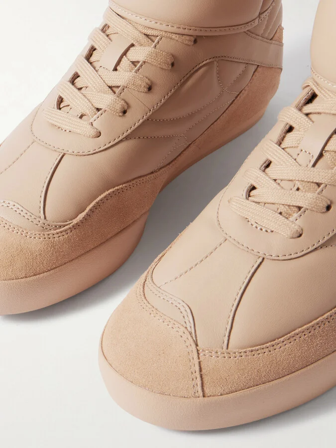Chloé - Kick Suede-trimmed Quilted Leather High-top Sneakers - Neutrals - Image 4