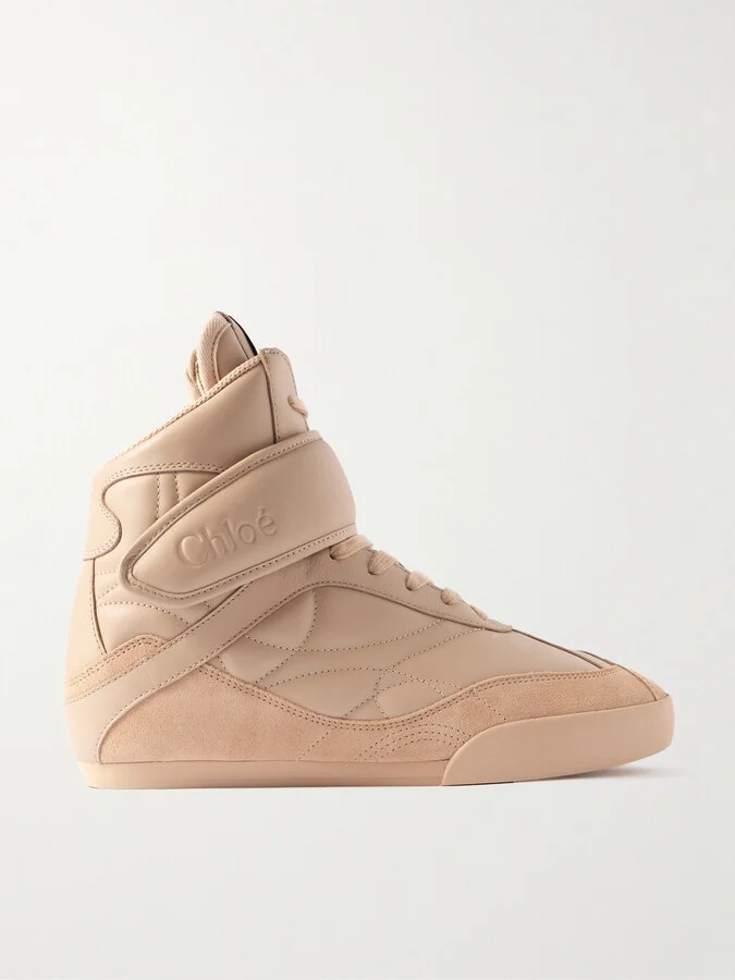 Chloé - Kick Suede-trimmed Quilted Leather High-top Sneakers - Neutrals