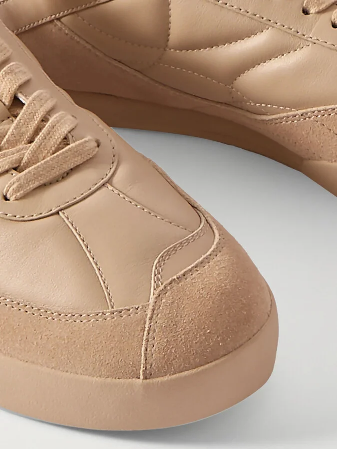 Chloé - Kick Suede-trimmed Quilted Leather Sneakers - Neutrals - Image 4