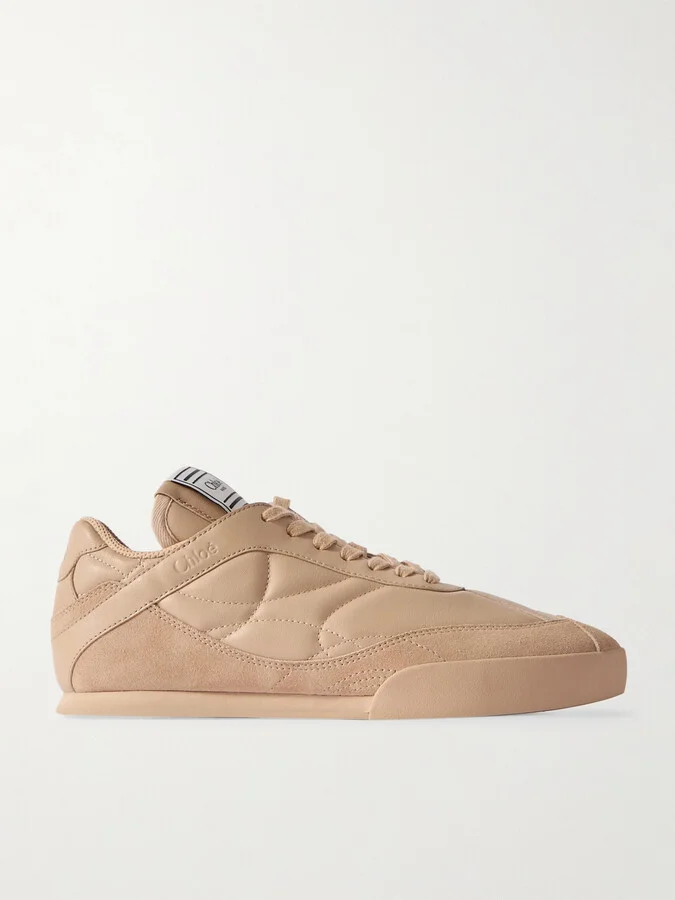 Chloé - Kick Suede-trimmed Quilted Leather Sneakers - Neutrals
