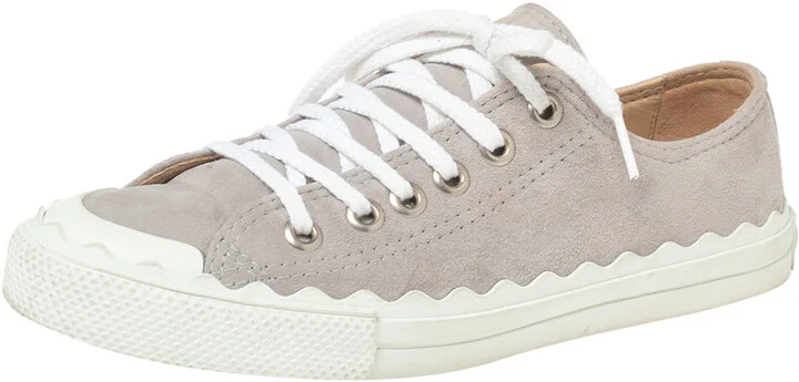 Chloe Lauren Grey Suede Low Top Sneakers Size 38