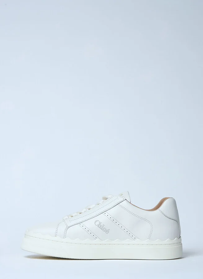 Chloé Lauren Leather Sneakers - Woman Sneakers White Eu - 41 - Image 4