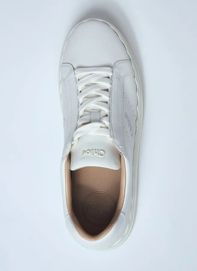 Chloé Lauren Leather Sneakers - Woman Sneakers White Eu - 41 - Image 5