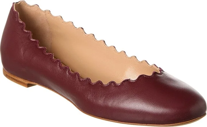Chloé Lauren Scalloped Leather Ballerina Flat